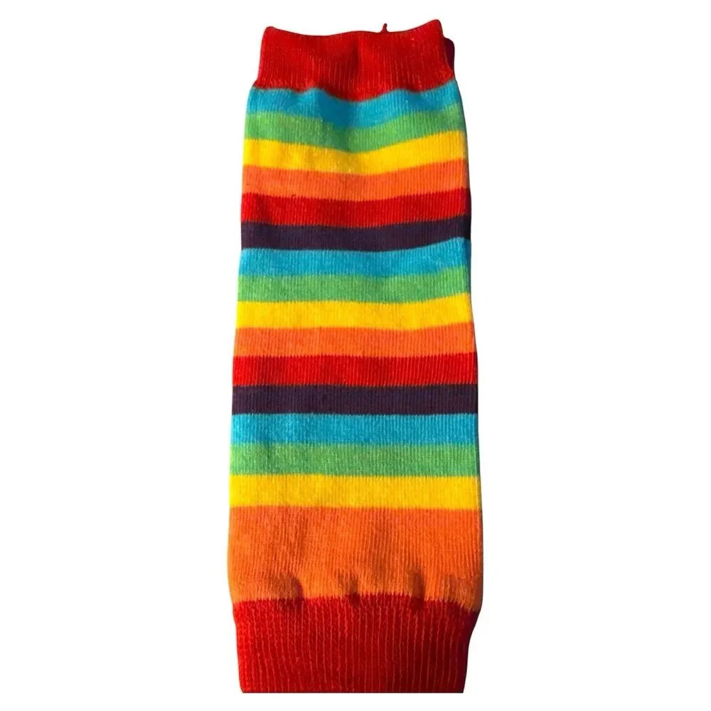 3 BabyLegs Organic Cotton Leg Warmers, Rainbow Striped 0-3M New